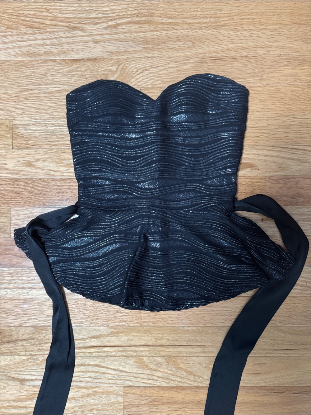 Arden B. Strapless Bustier Peplum Party Top with Satin Belt